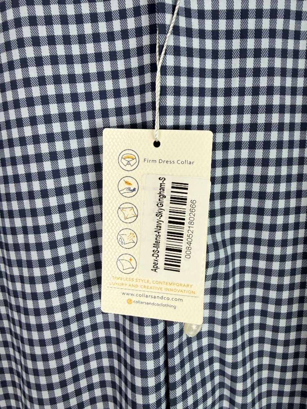 NWT Collars & Co Apex Performance Dress Shirt Semi-Spread Collar Gingham Small S - Picture 6 of 10